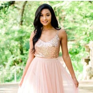 Revelry Rose Gold Sequin Bridesmaid Tank Top